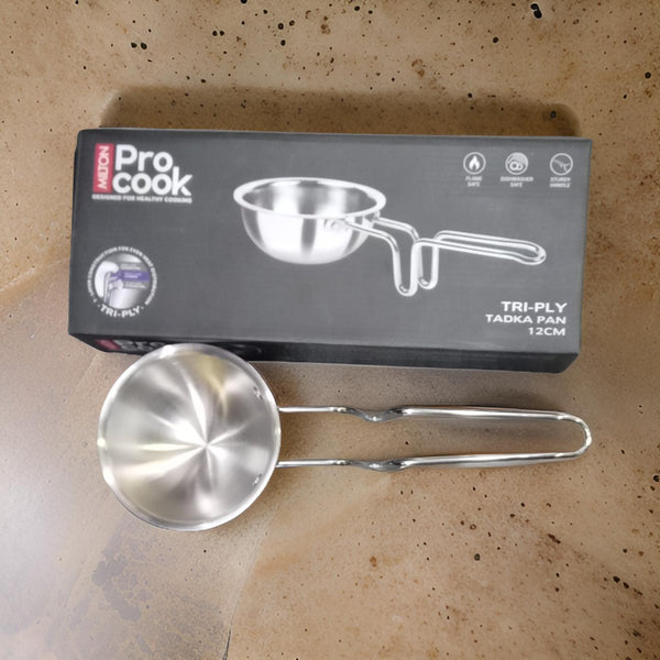 AM0971 Milton Pro Cook Tri-ply Silver Tadka Pan 12cm Designed For Healthy Cooking