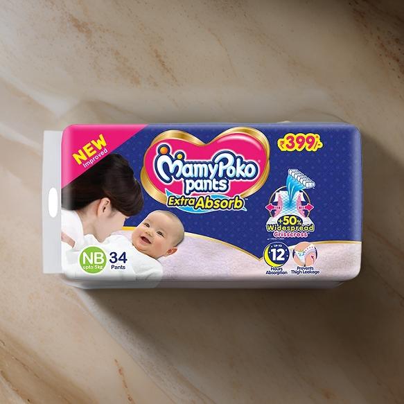 AM2294 MamyPoko Pants Extra Absorb Newborn Pant Style Diaper NB 5 Kg 34 Pants