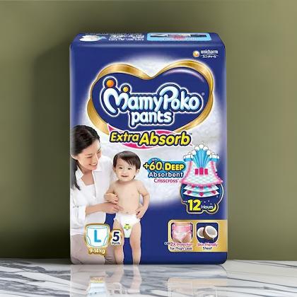 AM2288 MamyPoko Pants Extra Absorb Diaper Pants Large 5 Pants 9-14Kg