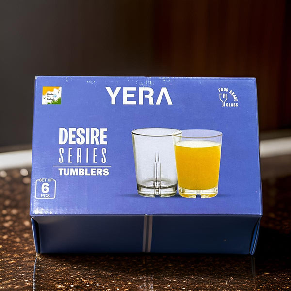 3546 Yera Glassware Classic, Juice Glass, Tumbler Set of 6 Pieces 225ml (T8RSQ)