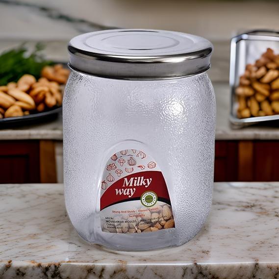 AM2533 Plastic Air Tight Round Milky Way Jar Storage Containers 3500ml 1 Pcs