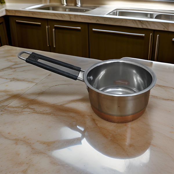 AM3102 Sauce Pan (2) Stainless Steel Copper Flat Bottom Sauce Milk Pan Bowl with Plastic Handle