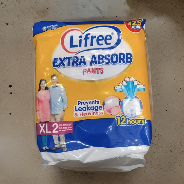 AM2322 Lifree Extra Absorb Pants Adult Diaper Pant XL 2 Pants for Waist Size 35-49 inches