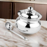 3441  Stainless Steel Heavy Ghee Pot/Jar With Spoon No-2