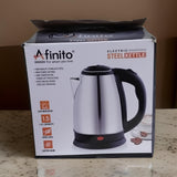 AM2893 Stainless Steel Electric Kettle, Detachable 360 Degree Connector  Water Boiler Beverage Maker  1.5 L, Silver)