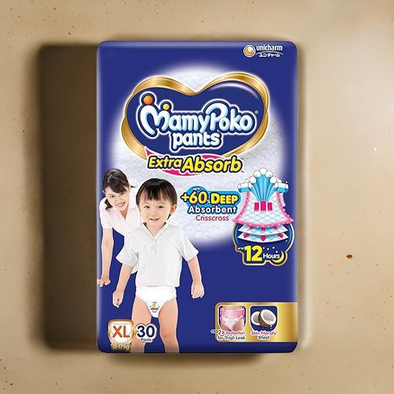 AM2300 MamyPoko Pants Extra Absorb Baby Diapers XL 30Pants 12-17 kg