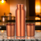 3601 Health Friendly Copper Water Bottle Gift Set With 2 Copper Glass