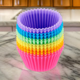 3309 Reusable and Non-Stick Silicone Baking Cups/Cupcake Liners/Muffins Cup/Jelly Molds in Storage Container (Multicolor)