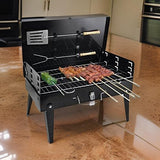 0125 Stainless Steel Briefcase Style Barbecue Grill Toaster (Medium, Black)