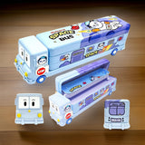 AM0460 Pencil Box Cartoon Printed School Bus Metal