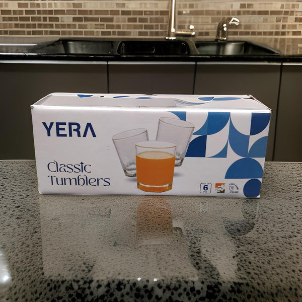 AM2512 Yera T9M Classic Tumbler Juice, Milk, Water Glass Set 215ml Pack of 6 Pieces