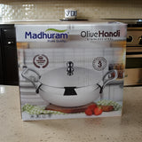 AM2946 Madhuram Prime Quality Olive Handi Stainless Steel (3) With Handle 2000ml