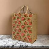 AM0636 Printed Eco-Friendly Jute Bag with Zip Closure 13.5x12