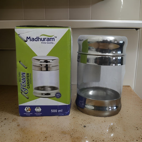 AM3081 Madhuram Prime Quality Fusion Canister 500ml Stainless Steel 1 Piece