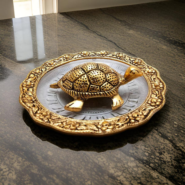 AM0718 Feng Shui Tortoise On Plate Fantasy Showpiece (Golden)