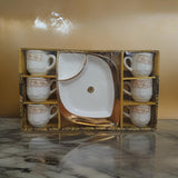 AM3073 Medellin 6 Piece Ceramic Tea/Coffee Cup With Plastic 1 Piece Serving Plate 7 Piece