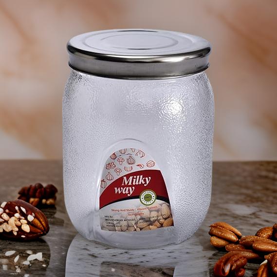 AM2534 Plastic Air Tight Round Milky Way Jar Storage Containers 5000ml 1 Pcs