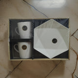 AM3075 Domino Exclusive Gift set 2 Ceramic Cup & Plastic 1 Plate 3 Piece