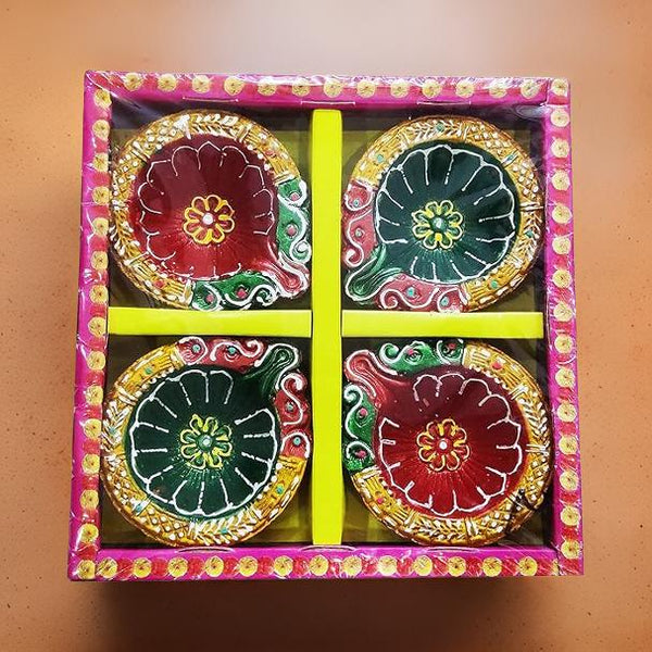 AM0207 Handmade Decorative Diyas For Diwali Diwali Decoration (4 Pcs)