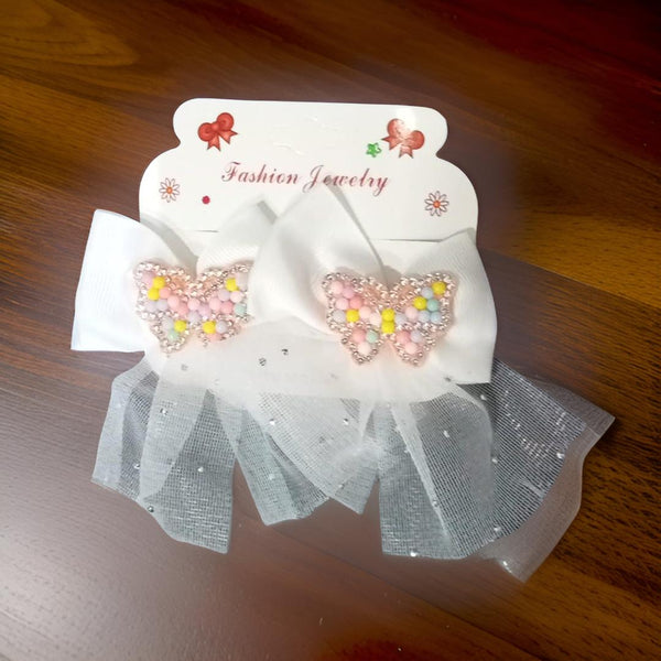 AM1142 Butterfly Bow Hair Clips Set Of 2 - Multicolor