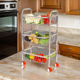 3628 3 Layer Stainless Steel Vegetable & Fruit Storage Trolley