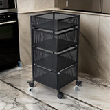 3683 Metal 4 Layer Kitchen Rotating Trolley Portable Storage Rack Square Design Fruits & Vegetable Onion Cutlery, Spice,Jars Container Basket Organizer Holder Stand For Kitchen