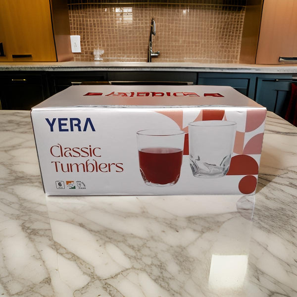 AM2511 Yera T8C Classic Tumbler Juice, Milk, Water Glass Set 225ml Pack of 6 Pieces