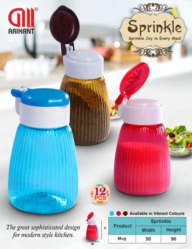 3814 Plastic Sprinkle Salt Pepper & Masala Sprinkle 2pcs Multicolor