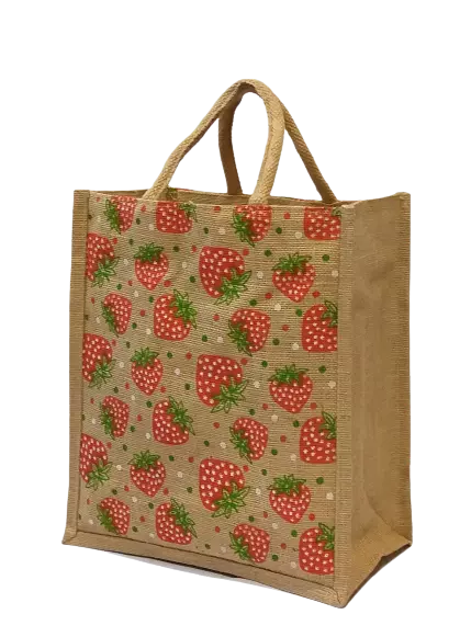 AM0636 Printed Eco-Friendly Jute Bag with Zip Closure 13.5x12