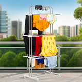 AM5610 BUYER Stainless Steel 3 Layer with 2 Hanger Foldable Cloth Stand / Drying Rack