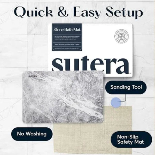 AM5484 Stone Bath Mat- Multidesign, Quick Dry & Non-Slip Diatomaceous Earth Bath Mat for Bathroom and Kitchen