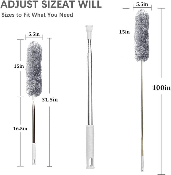 3793 Microfiber Feather Duster with 100 inches Extra Long Pole for Cleaning