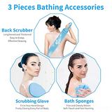 AM5638 3 PCS Bathing Exfoliating Set (MultiColour) - Back Scrubber exfoliating gloves - Easy to clean For Men And Women (Set of 1)