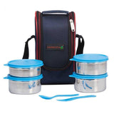 AM2224 SS Mini Xclusive Lunch Stainless Steel Mini Lunch Box MultiColour 4 Pieces