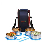 AM2224 SS Mini Xclusive Lunch Stainless Steel Mini Lunch Box MultiColour 4 Pieces