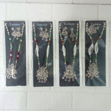 Di0047 Navratri Intricate Oxidized Silver Floral & Jali Necklace with Beaded Earings
