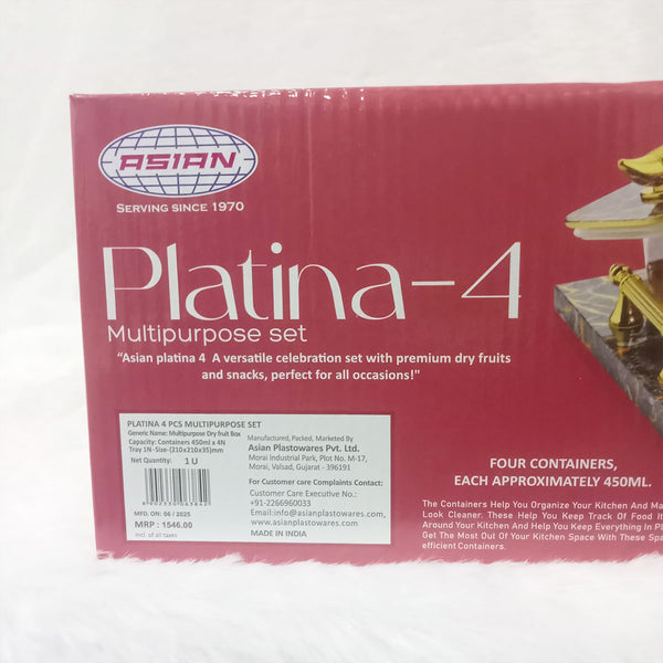 AM6172 Asian Platina 4-Piece Multipurpose Dry Fruit Box