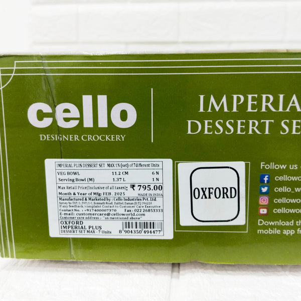 Di0229 Cello Crockery Imperial Plus Dessert Set – 7 Pcs (Oxford Design)