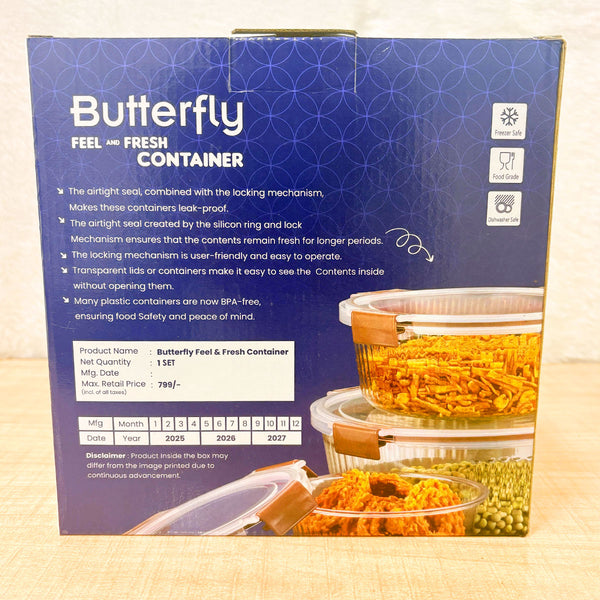 AM6534 Butterfly Feel & Fresh Airtight Container Set (3 Pieces)