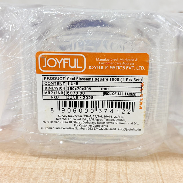 TM0169 Joyful Cool Blossoms Square Fridge Bottle Set - 1000ml (Set of 4)