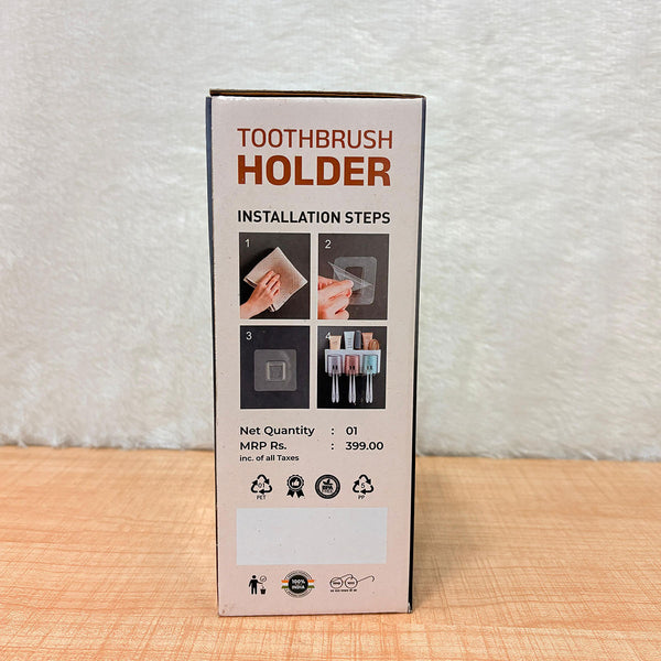 AM6481 3 Glass Toothbrush Holder with Dual Cups and Organizer