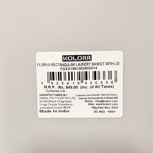 AM6731 KOLORR Florina Rectangular Laundry Basket with Lid