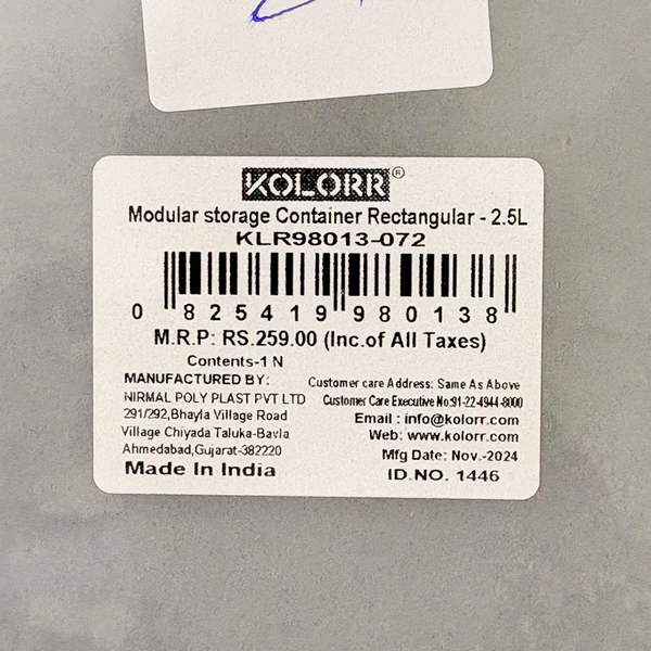 AM6749 Kolorr Essentials Modular Rectangular Storage Container - 2.5L