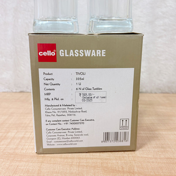 AM6620 Cello Tivoli Glass Tumbler Set, 335ml (Pack of 6)