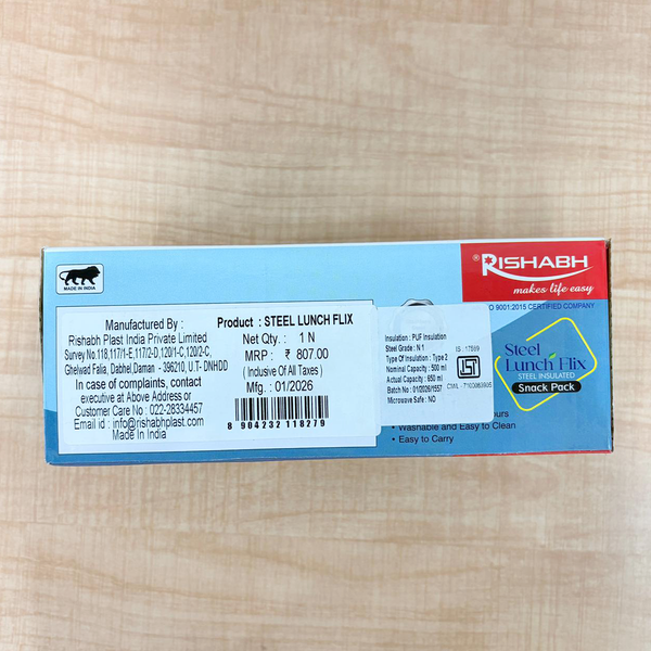 AM6753 Rishabh Steel Lunch Flix: Insulated SS 304 Snack Pack for Kids