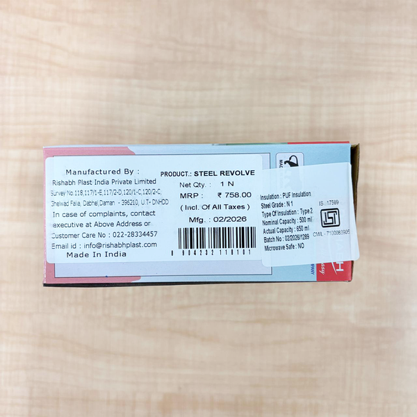 AM6761 Rishabh Steel Revolve Insulated Snack Pack (650ml)