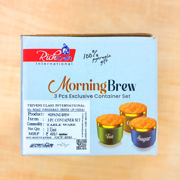 TM0080 Morning Brew 3-Piece Matte Grey Tea, Coffee, and Sugar Container Set