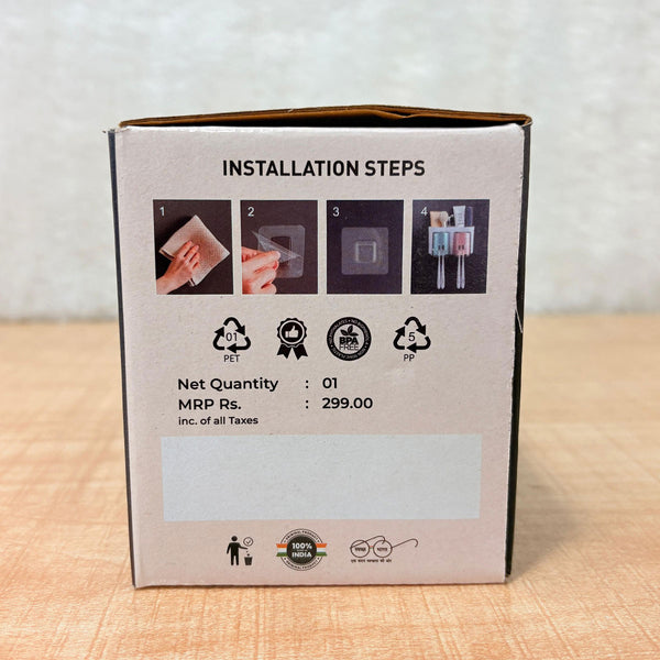 AM6480 2 Glass Toothbrush Holder with Dual Cups and Organizer