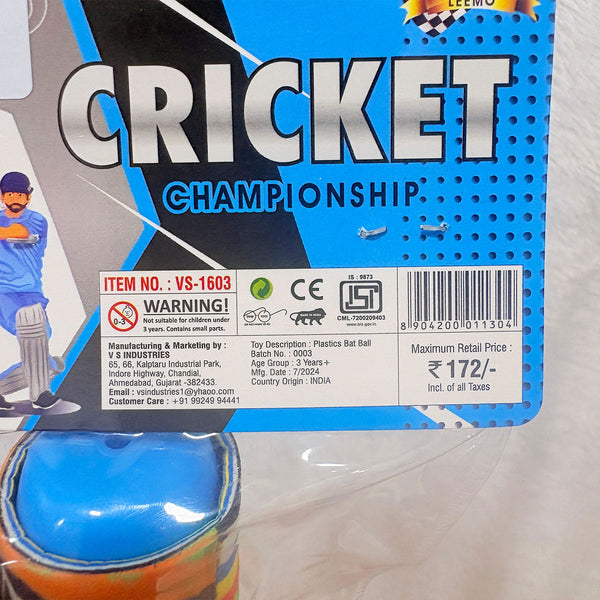 AM6507 Cricket Championship Plastic Bat & Ball Set - No.3