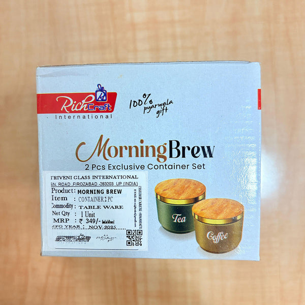 TM0081 Morning Brew 2-Piece Matte Grey Tea, Coffee, and Sugar Container Set